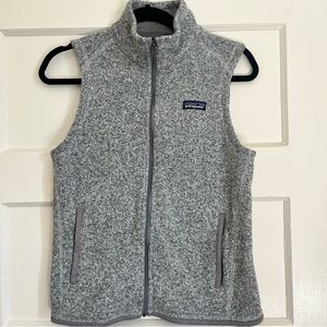 Patagonia zip vest, grey, women’s size S